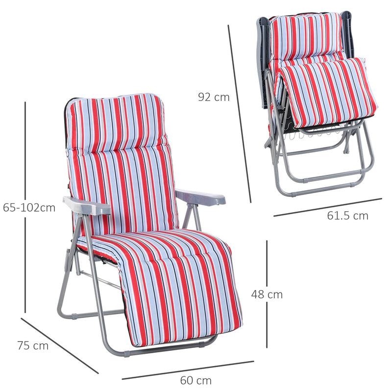 Outsunny Lounger Set - Red/White Garden Loungers