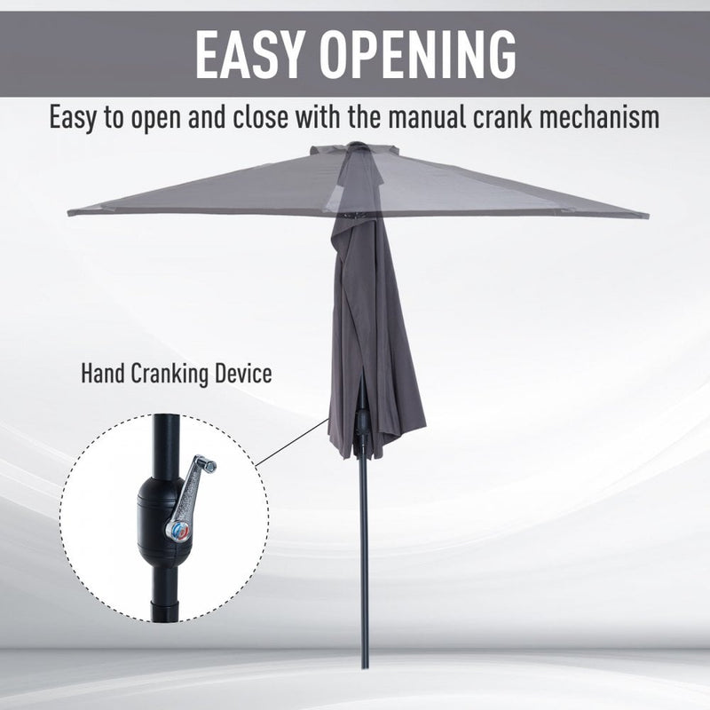 3m HALF Garden Parasol - Grey