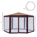 Steel Frame Garen Gazebo with Mosquito Net - Brown