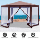 Steel Frame Garen Gazebo with Mosquito Net - Brown