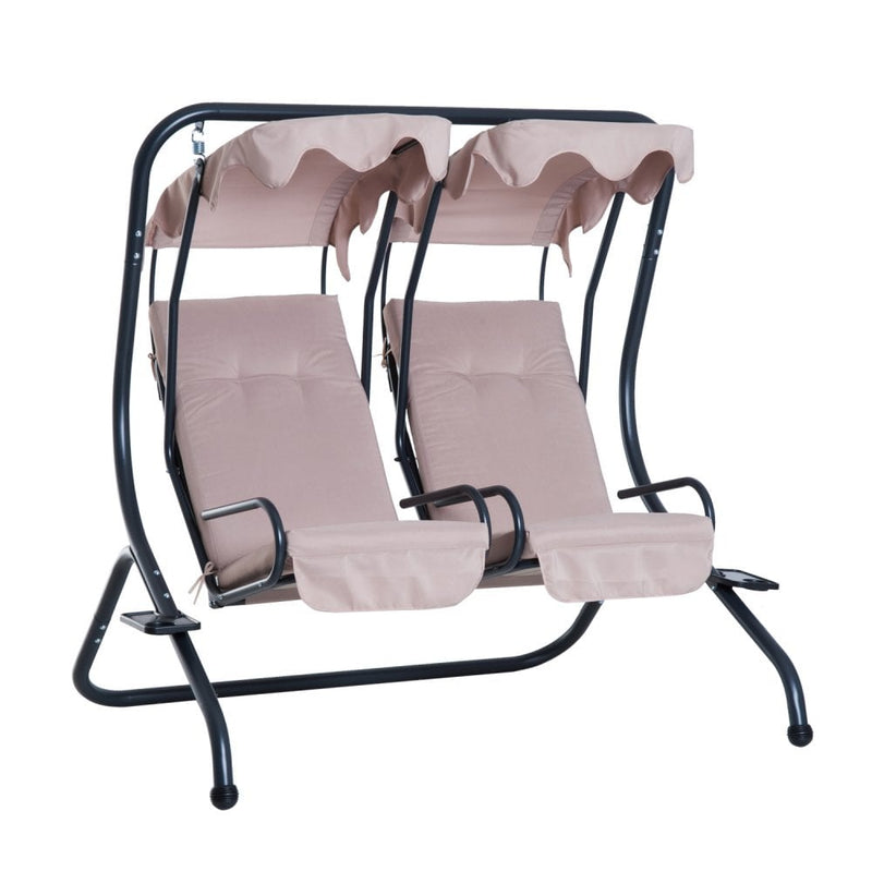 Outsunny-2 Seater Steel Swing Bench - Beige