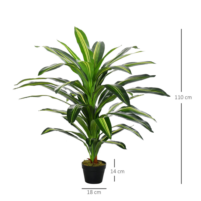 Outsunny 110 cm Artificial Dracaena Plant with Pot