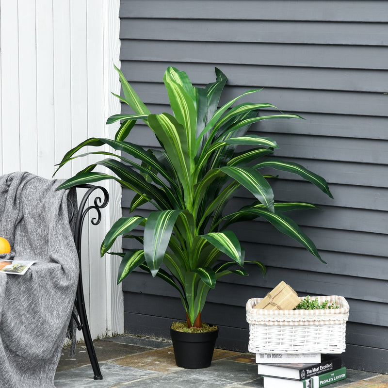 Outsunny 110 cm Artificial Dracaena Plant with Pot