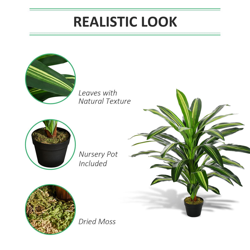 Outsunny 110 cm Artificial Dracaena Plant with Pot