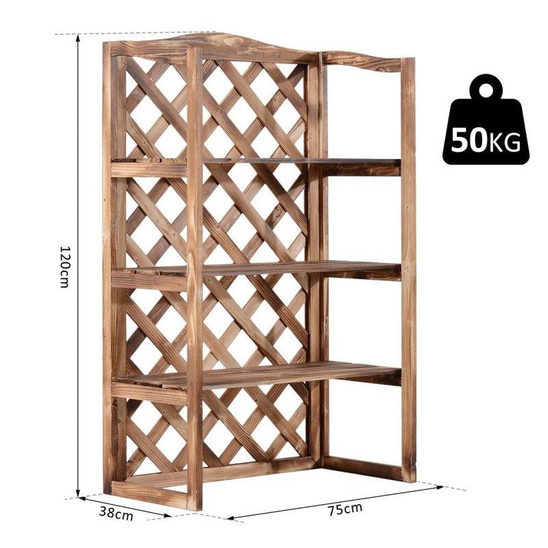 Outsunny 3-Tier Wooden Plant Stand Shelf, Flower Pot Holder Display Rack for Outdoor Indoor, 75 x 38 x 120cm