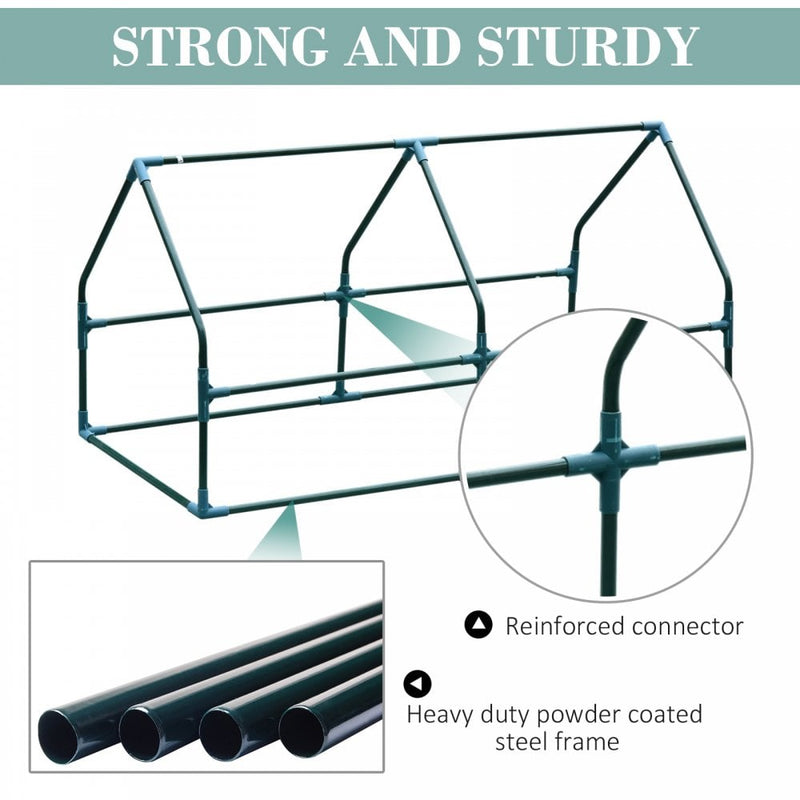 Outsunny Rectangular Steel Frame Greenhouse with 2 Windows - Green