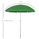 Oasis 1.9 m Beach Umbrella Parasol with Ajustable Angle and Carry Bag - Green