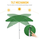 Oasis 1.9 m Beach Umbrella Parasol with Ajustable Angle and Carry Bag - Green