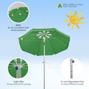 Oasis 1.9 m Beach Umbrella Parasol with Ajustable Angle and Carry Bag - Green