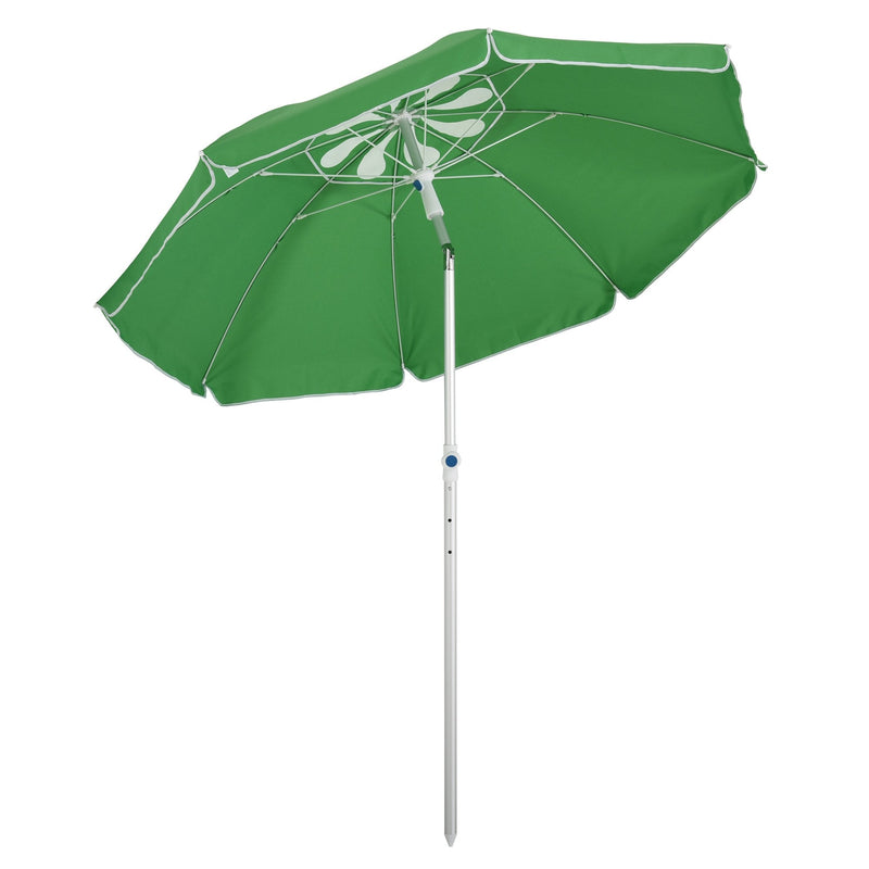 Oasis 1.9 m Beach Umbrella Parasol with Ajustable Angle and Carry Bag - Green
