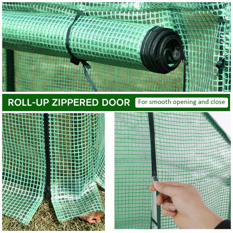 Steel Frame Mesh Cover Greenhouse - Green