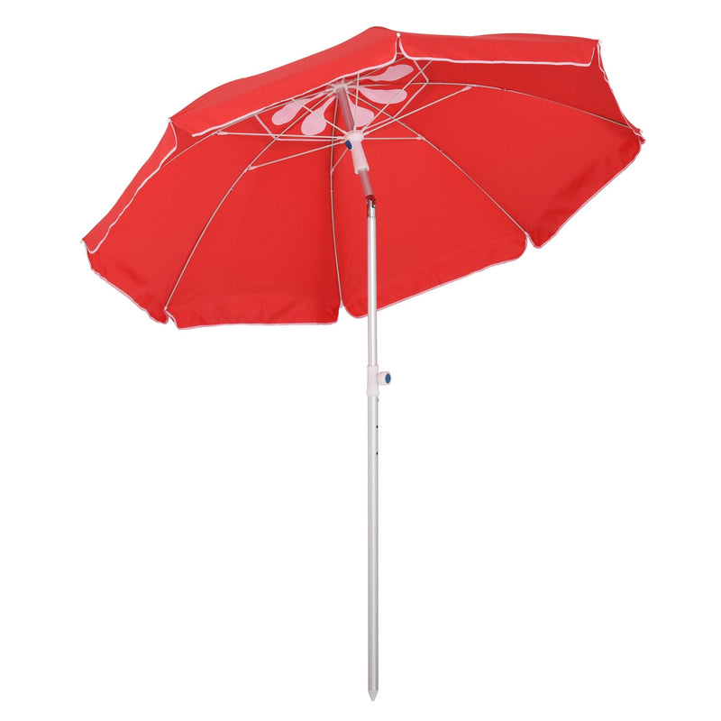 Oasis 1.9 m Beach Umbrella Parasol with Ajustable Angle and Carry Bag - Red