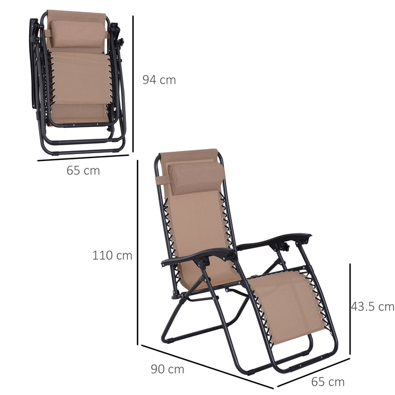 Outsunny Sun Lounger With Pillow - Beige