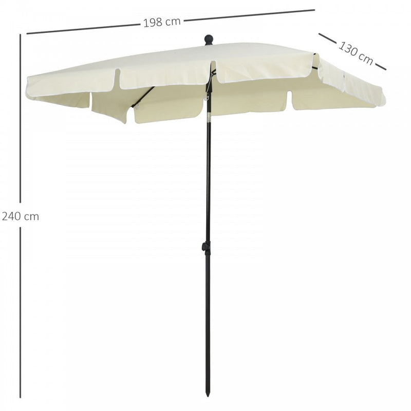 Oasis Rectangular Patio Umbrella Parasol with Tilt - Cream