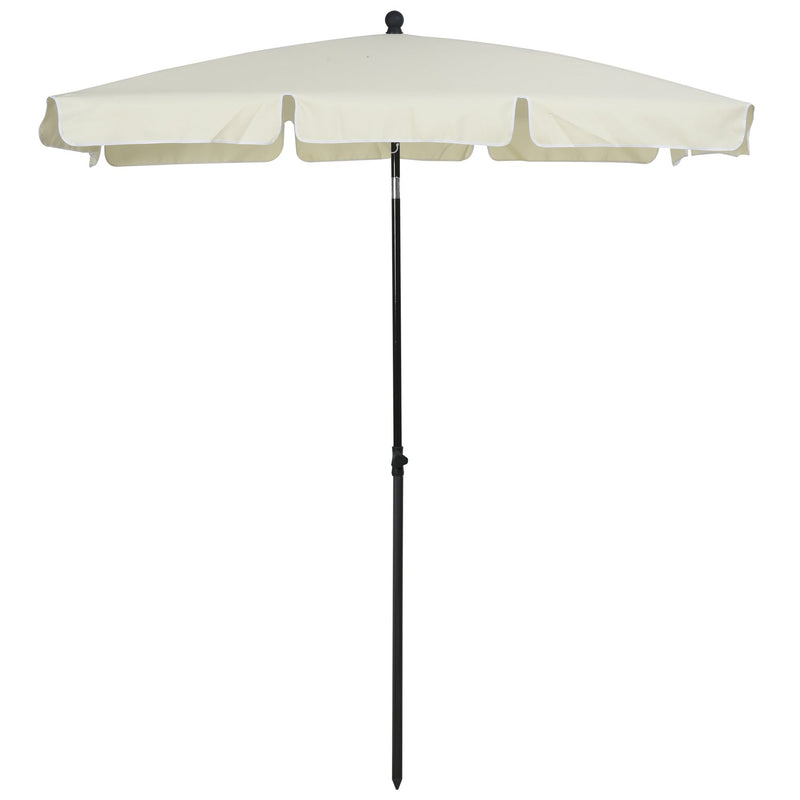 Oasis Rectangular Patio Umbrella Parasol with Tilt - Cream