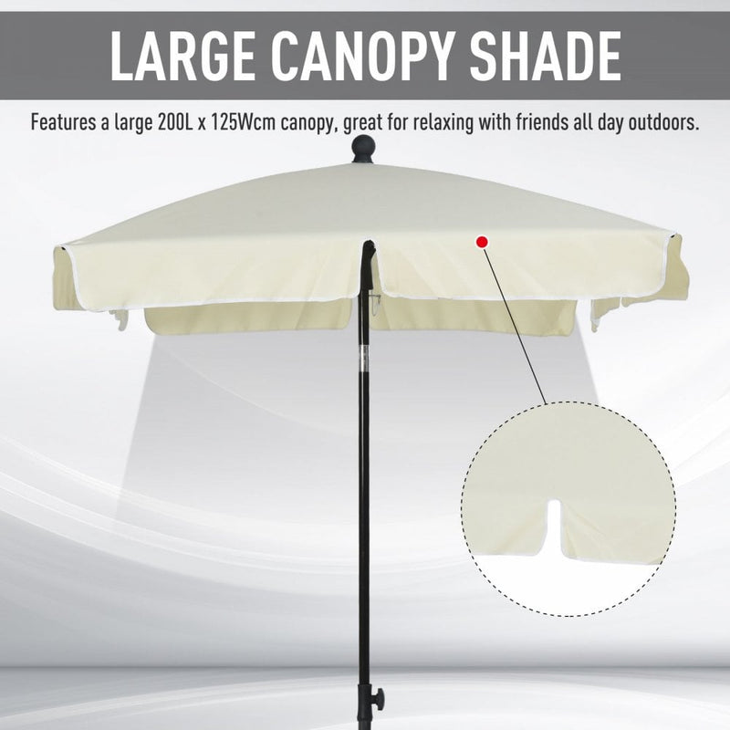 Oasis Rectangular Patio Umbrella Parasol with Tilt - Cream