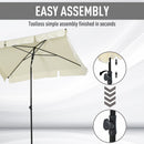 Oasis Rectangular Patio Umbrella Parasol with Tilt - Cream