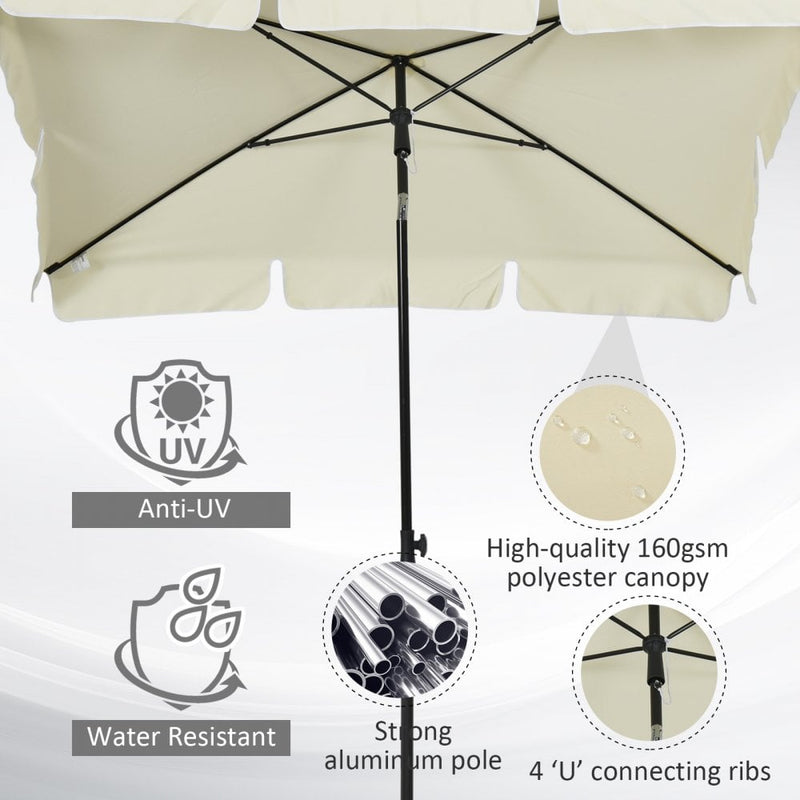 Oasis Rectangular Patio Umbrella Parasol with Tilt - Cream