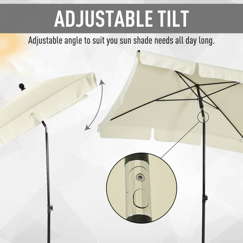 Oasis Rectangular Patio Umbrella Parasol with Tilt - Cream