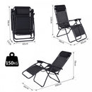 Outsunny Zero Gravity   Sun Lounger With Pillow - Black