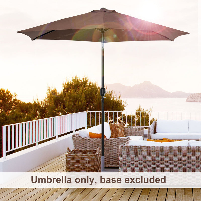 Outsunny Adjustable Tilt Crank Garden Parasol  2.7 m - Coffee