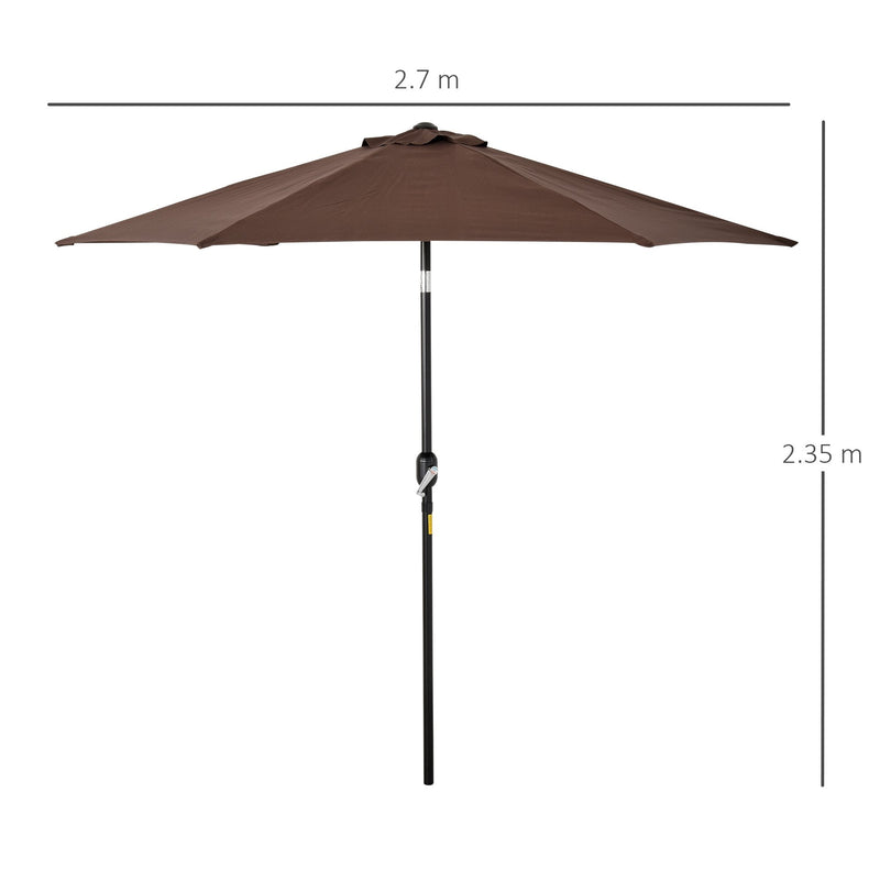 Outsunny Adjustable Tilt Crank Garden Parasol  2.7 m - Coffee