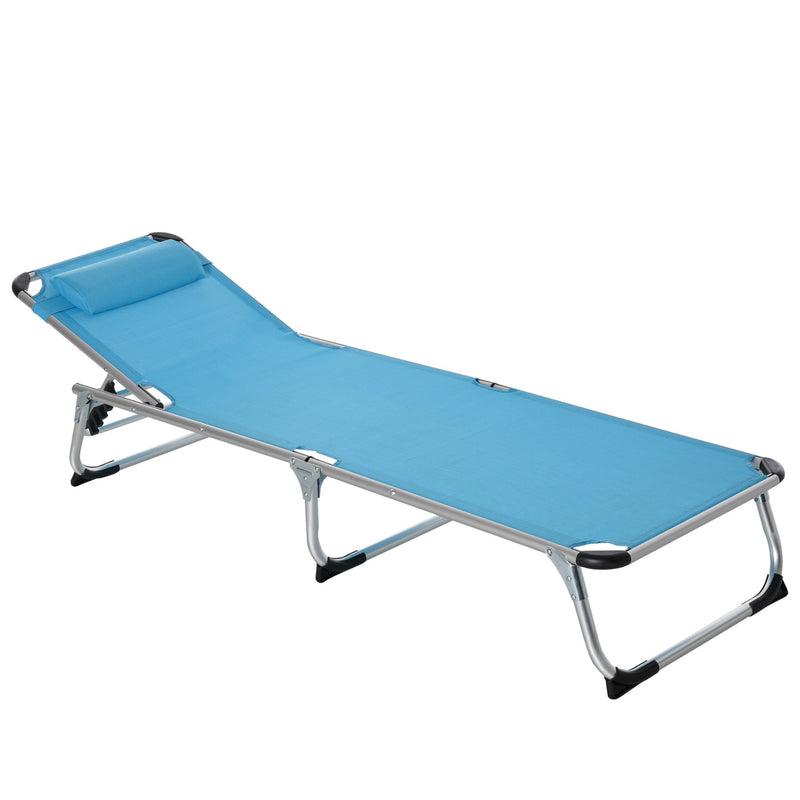 Outsunny  Sun Lounger With Pillow - Blue