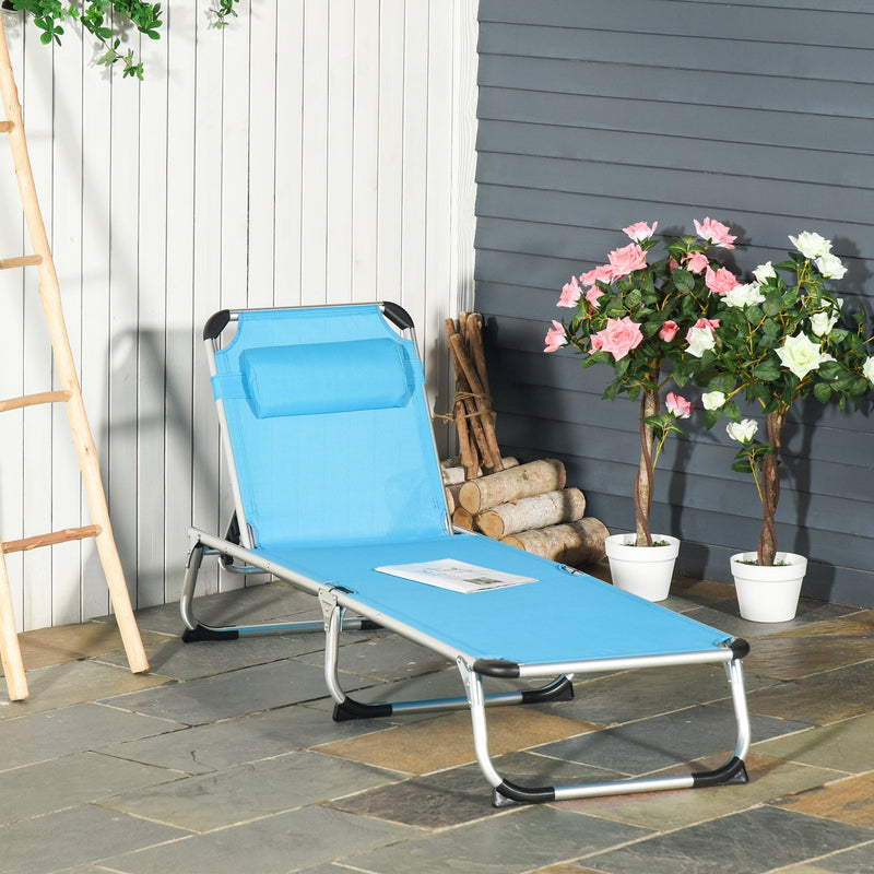 Outsunny  Sun Lounger With Pillow - Blue