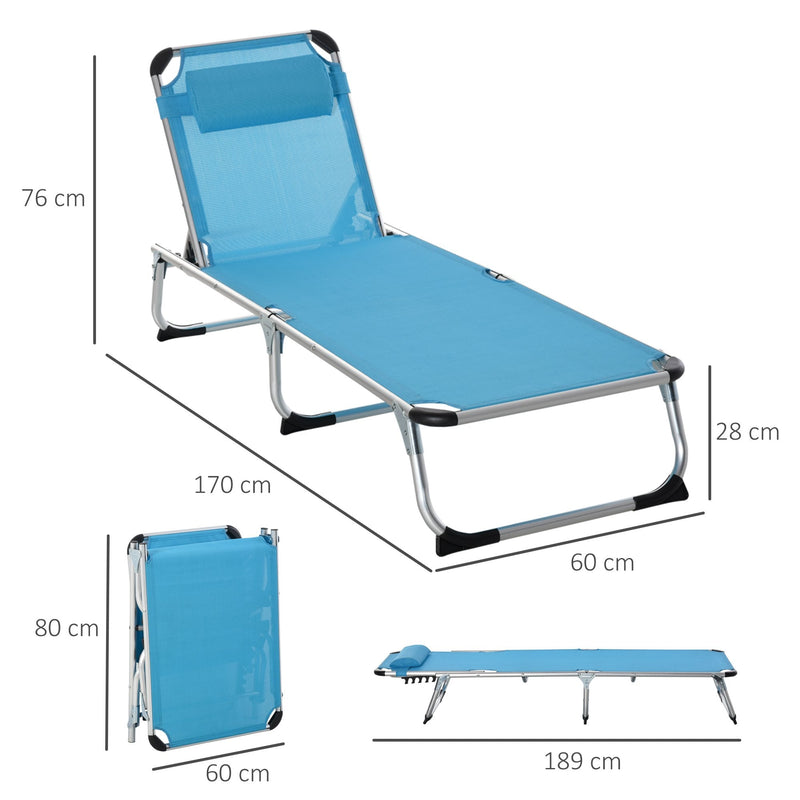 Outsunny  Sun Lounger With Pillow - Blue