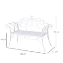 2 Seater Metal Garden Bench - White