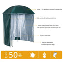 Oasis 2.2 m Outdoor Fishing Parasol Umbrella with Side Panel - Dark Green