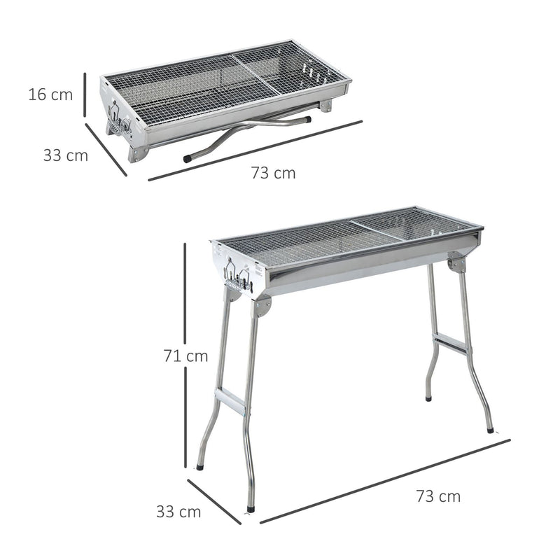 Outsunny Stainless Steel Portable Outdoor BBQ Grill - Silver