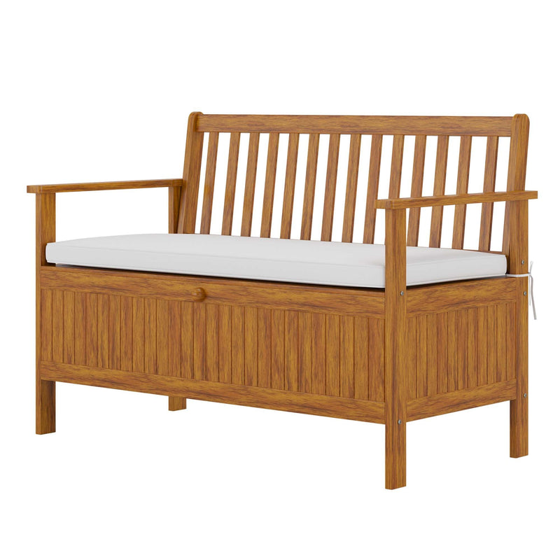 2 Seater Wood Garden Storage Bench