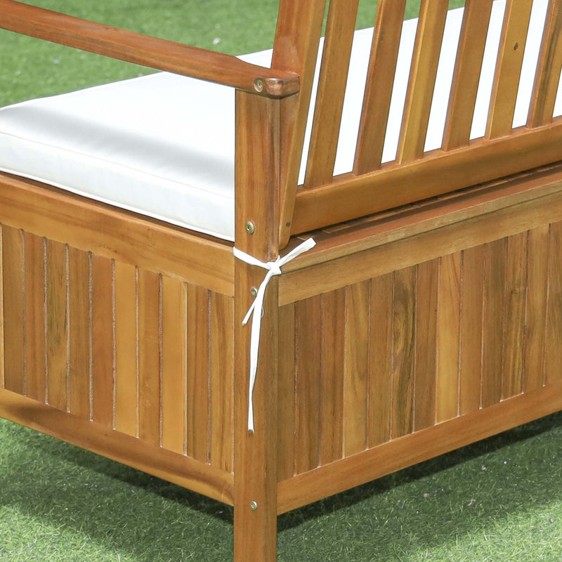 2 Seater Wood Garden Storage Bench