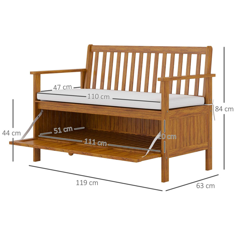 2 Seater Wood Garden Storage Bench