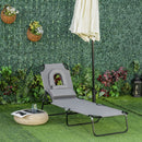 Outsunny Sun Lounger With Pillow - Grey