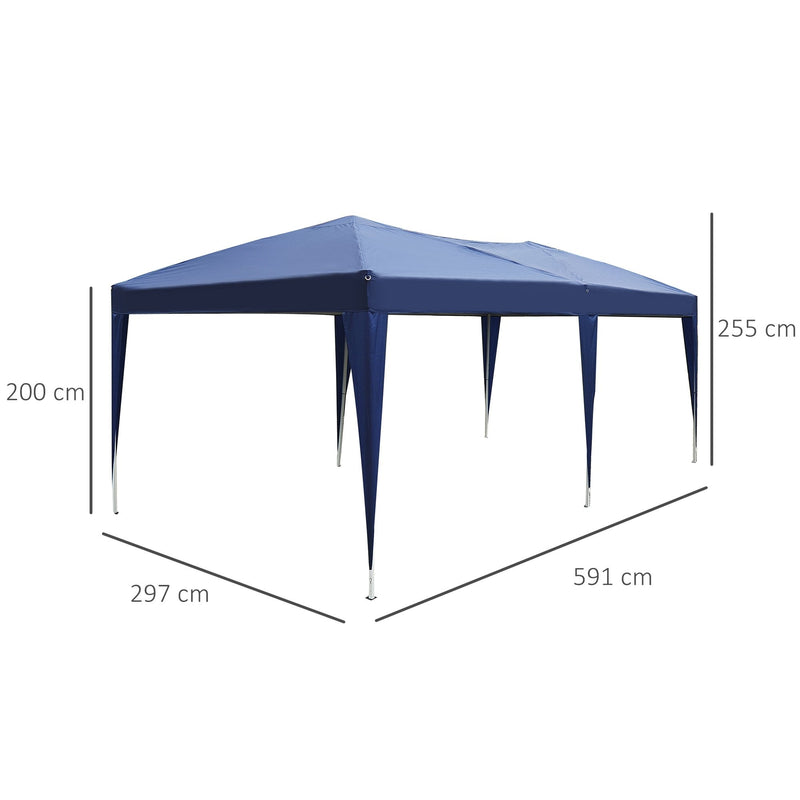 6m x 3m Waterproof Pop Up Party Tent / Marquee - Blue