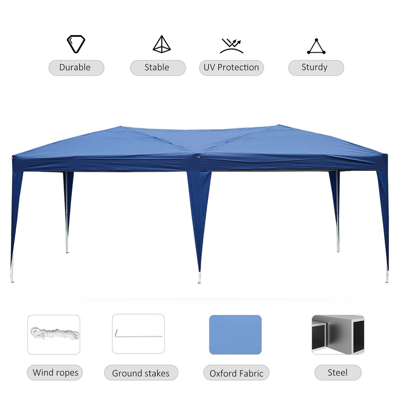 6m x 3m Waterproof Pop Up Party Tent / Marquee - Blue