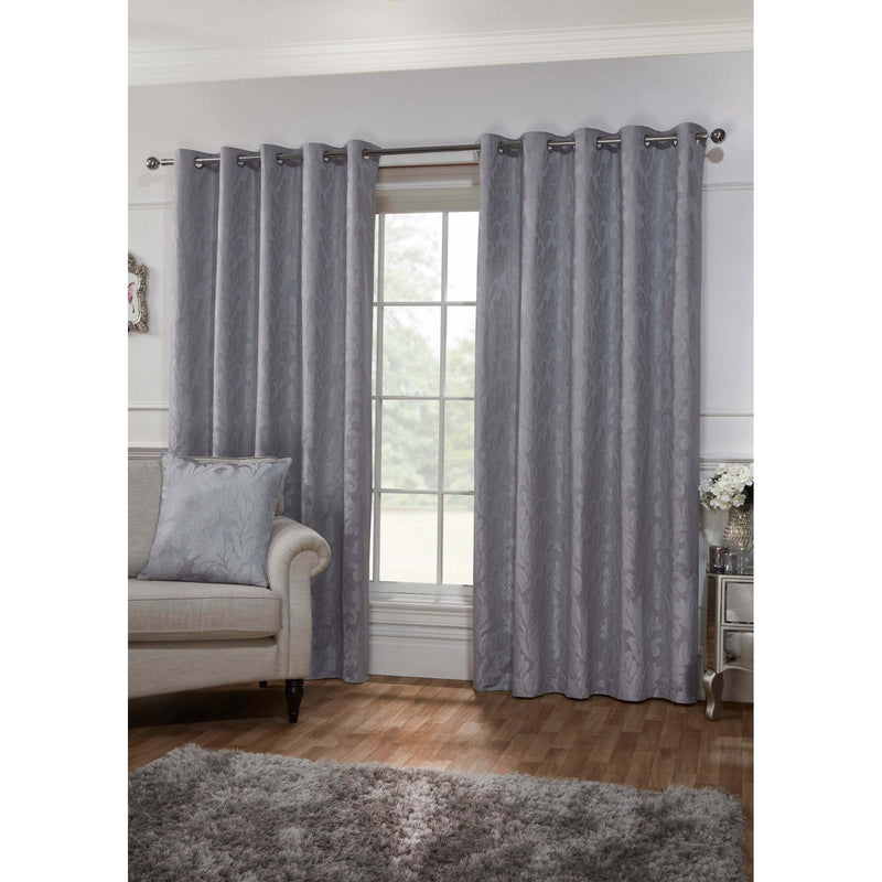 Nice Lined Eyelet Curtains - Silver