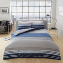 Moxie Stripe Duvet Cover Bedding Set - Blue