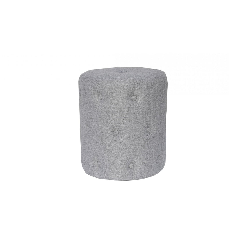 Upholstered Cushioned Stool - Light Grey