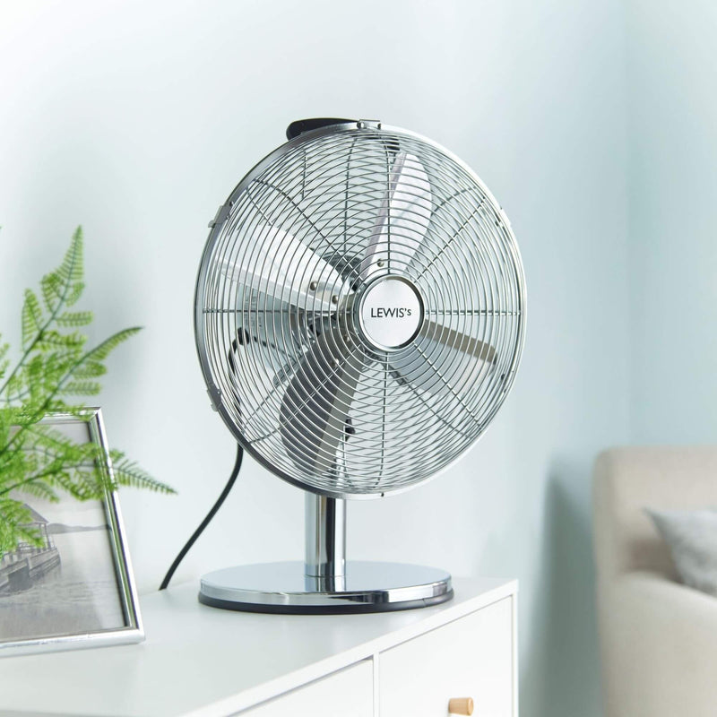 LEWIS'S 12 Inch 3 Speed Desk Fan Chrome