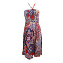 Womens 3 in 1 Navy and Orange Paisley Printed Dress