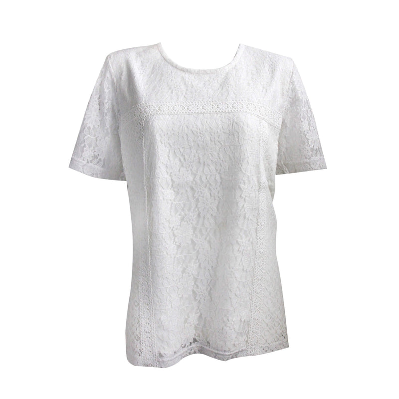 Women's Summer Lace Front T-shirt- Ivory
