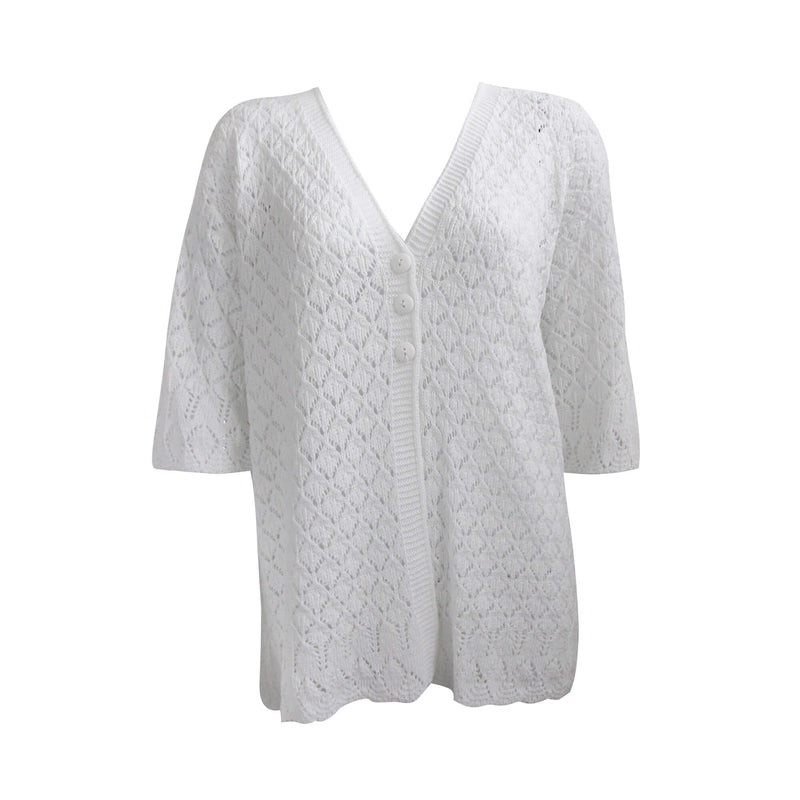 Women's Pointelle Stitch Button Cardigan