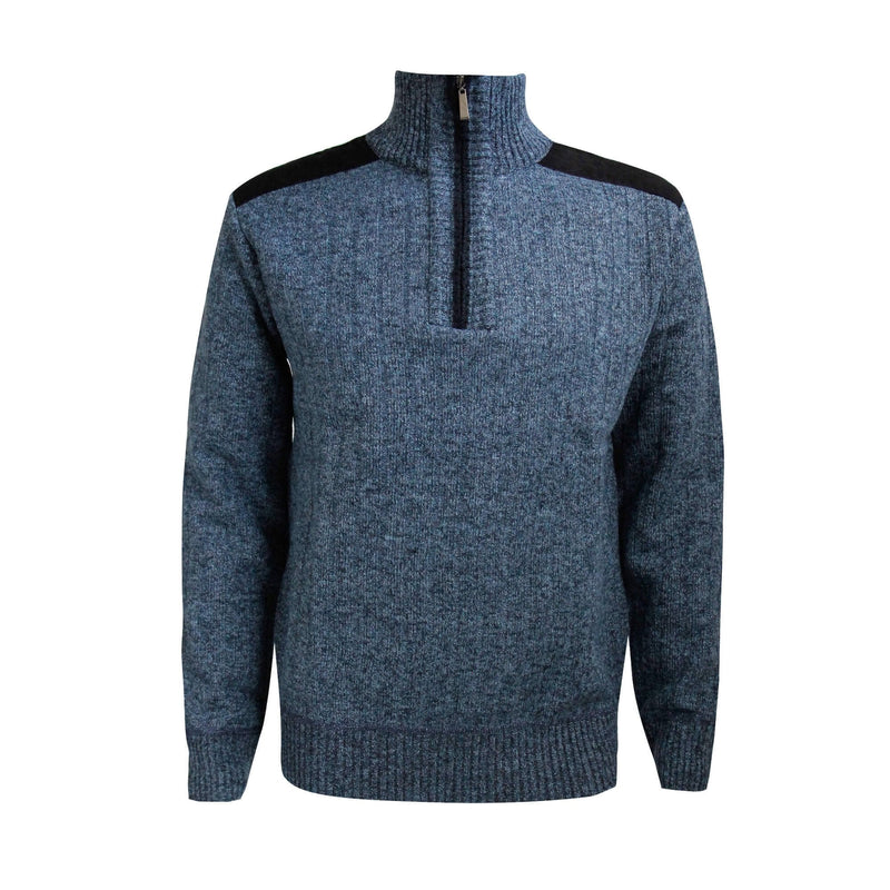 Mens Hutson Harbour 1 4 Zip Ribbed Jumper Blue
