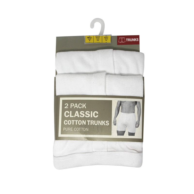 Men's Classic 2 Pack Boxer Short Trunks - White