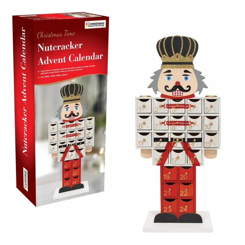 White & Red Wooden Nutcracker Advent Calendar