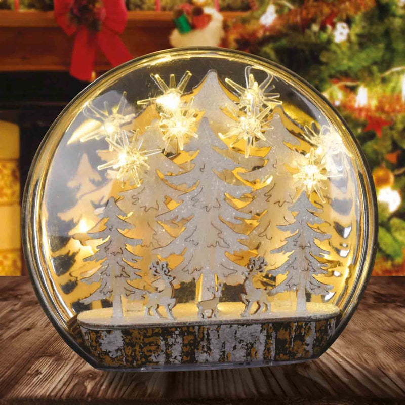 Christmas Sparkle Lit Globe Plaque with Christmas Theme