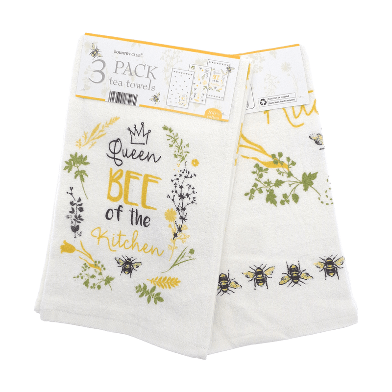 Country Club Tea Towels Pack of 3 - Queen Bee